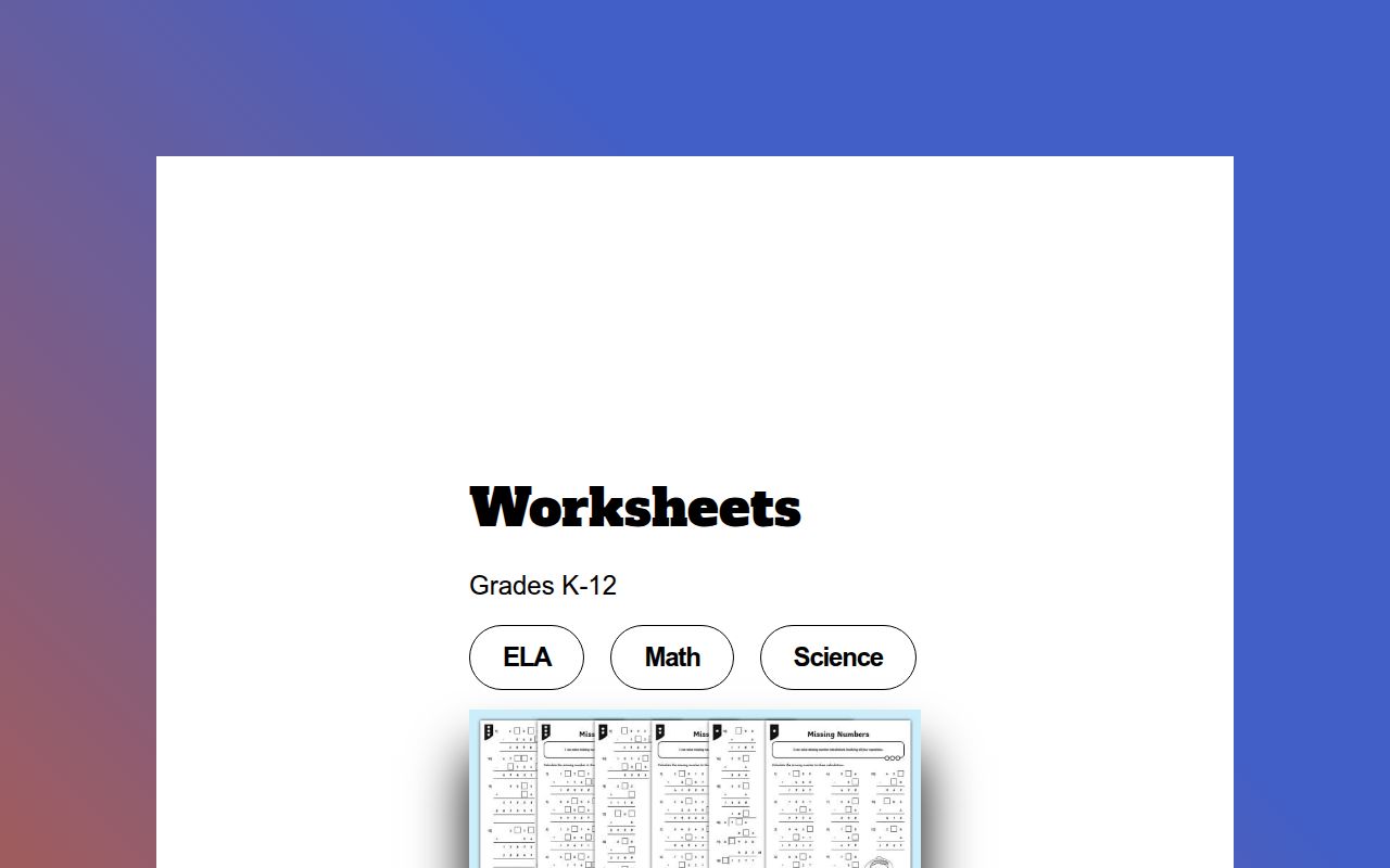 Carrd profile picture for @worksheets